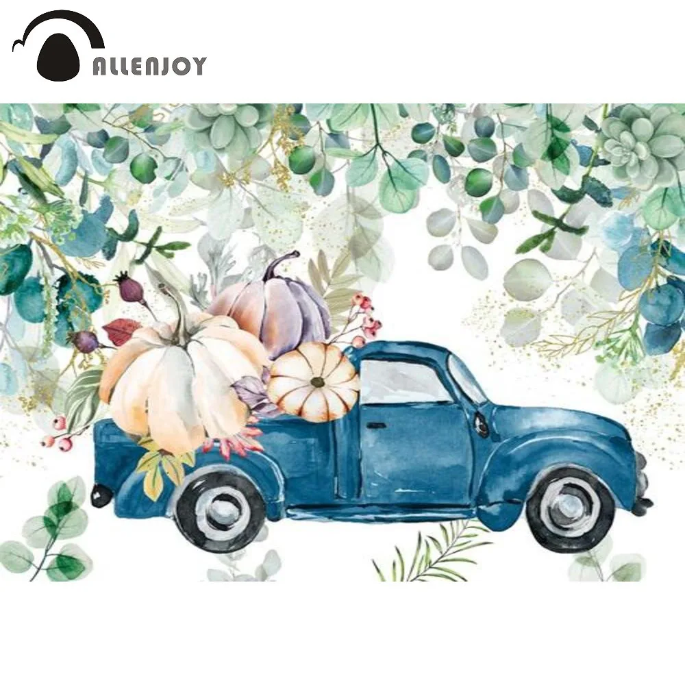 

Allenjoy Leaves Background Car Pumpkin Autumn Oh Baby Birthday Shower Newborn Wedding Party Children Photo Backdrop Photocall