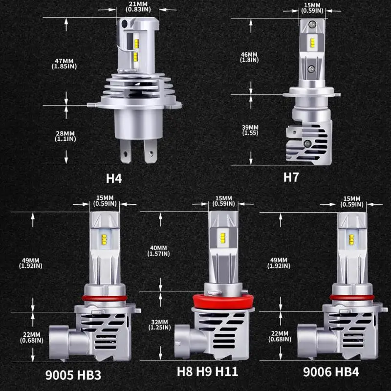 

Auto Car Headlight Bulb H4 LED H7 9005 9006 HB3 HB4 60W 12000LM Plug-N-Play Extremely Bright 6000K ZES Chip Hi/Lo Beam Headlight