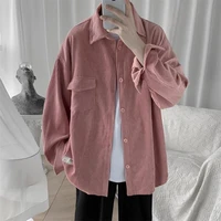 pink corduroy shirt salt mens japanese style wear design jacket mens tide brand lamp velvet coat autumn