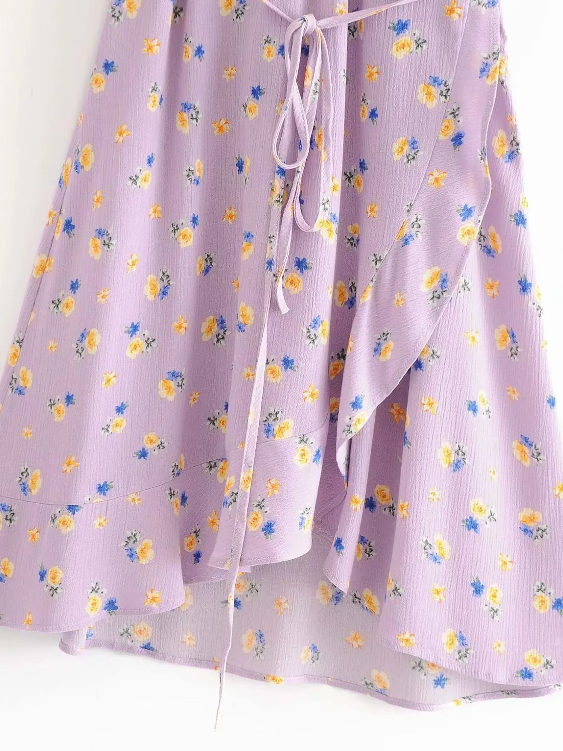 

summer floral wrap dress women short sleeve ruffled beach dress with belt asymmetrical mini dress vestidos mujer
