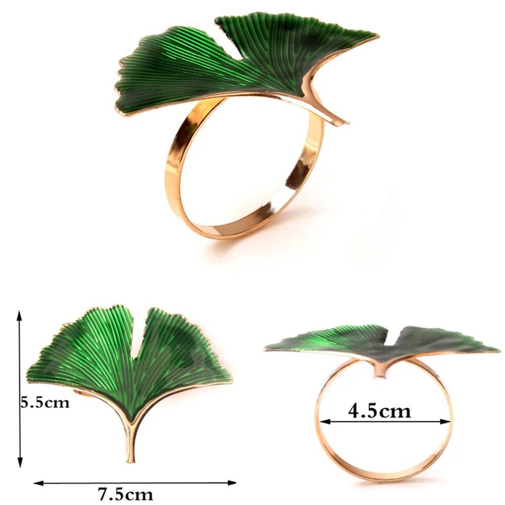 

12pcs Stainless Steel Ginkgo Leaves Napkin Ring Buckle Holders for Christmas Wedding Party Mothers Day Dinner Table Decoration