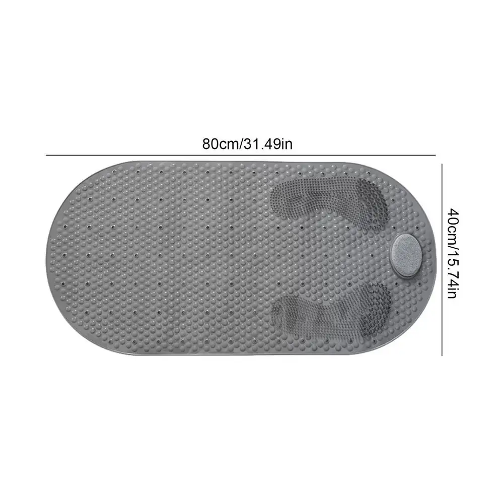 Bath Tub Shower Mat Foot Scrubber With Natural Pumice Stone Oval Bathtub Antislip Suction Cups And Drain H | Дом и сад