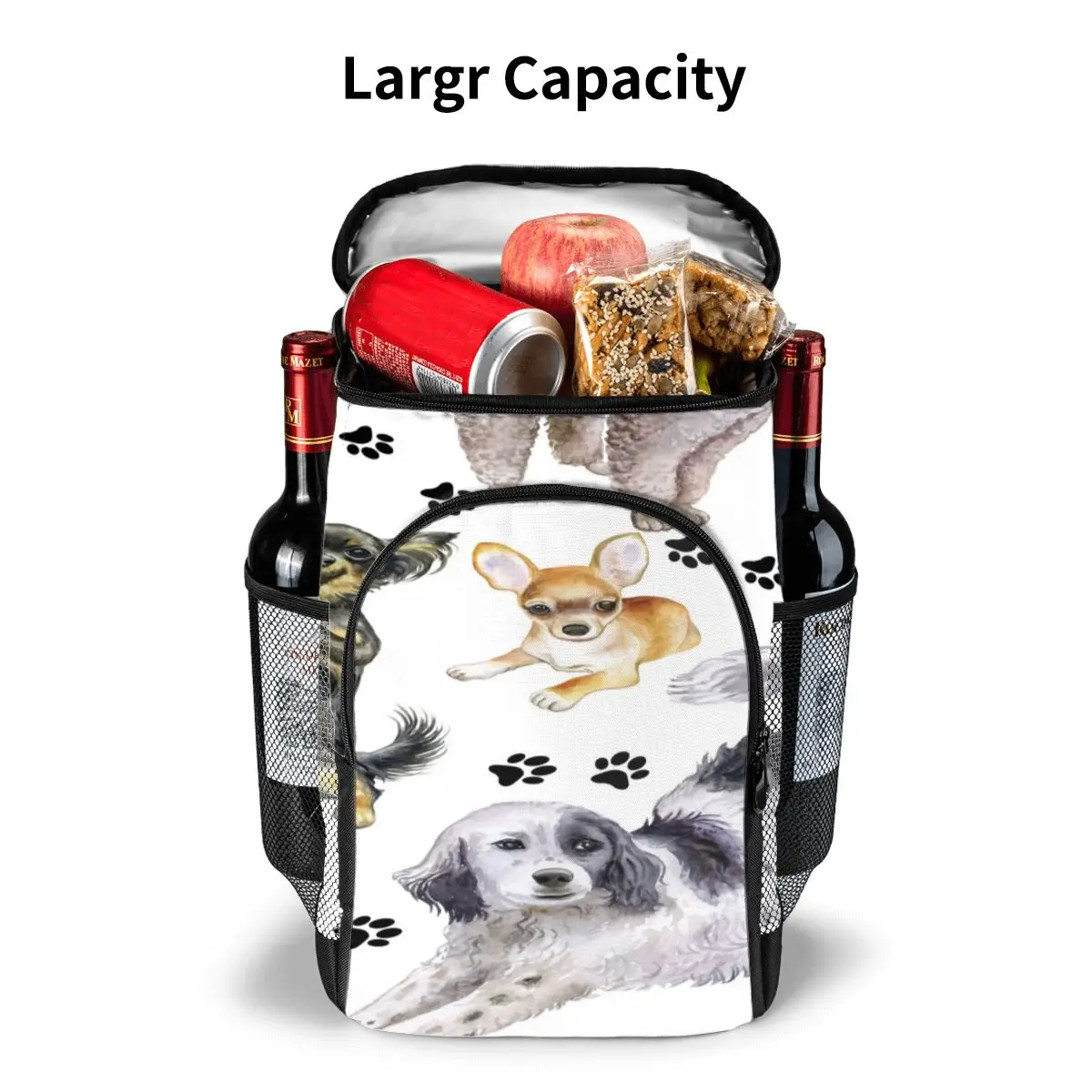 protable insulated thermal cooler waterproof lunch bag thoroughbred dogs footprints picnic camping backpack double shoulder bag free global shipping