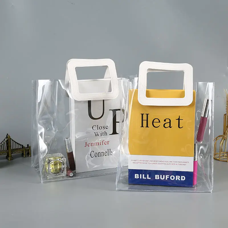 

Ins Wind Transparent Pvc Handbag Waterproof Plastic Jelly Bag Net Red Gift Bag Lunch Bag Cosmetic Storage Bag