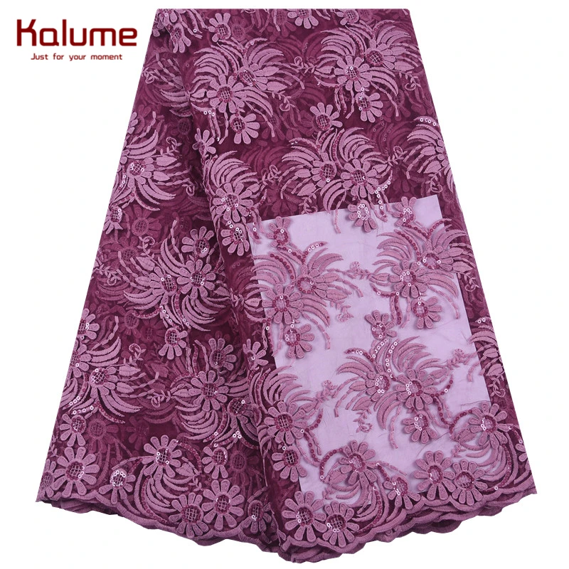 

Kalume White 3D French Mesh Milk Silk Lace Fabric High Quality African Sequins Milk Silk Lace Fabric Soft Bridal For Dress 1902