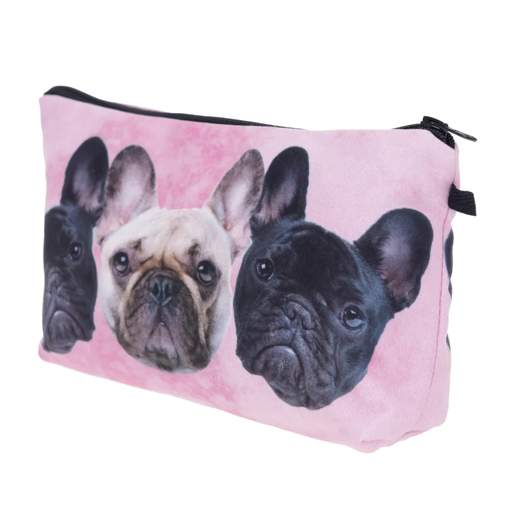 Косметичка UOSC Bulldog Trio Женская розовая косметичка с 3D принтом чехол для