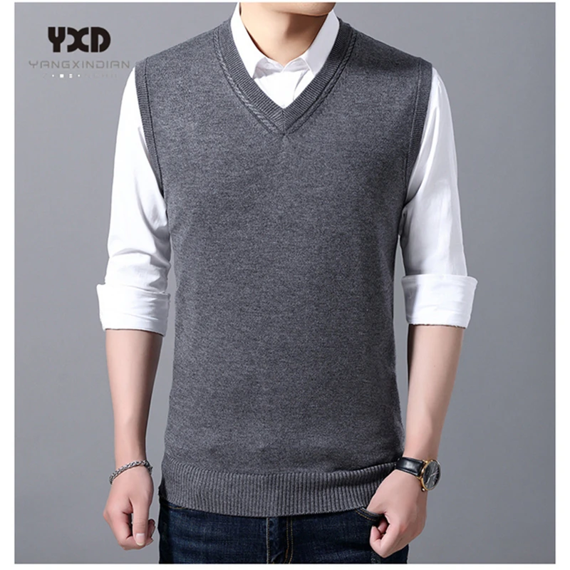 Men clothes Autumn Winter New Warm Wool Men Sweaters V-Neck Sleeveless Sweater Vest Mens jumpes Pull Homme Jersey Hombre свитер