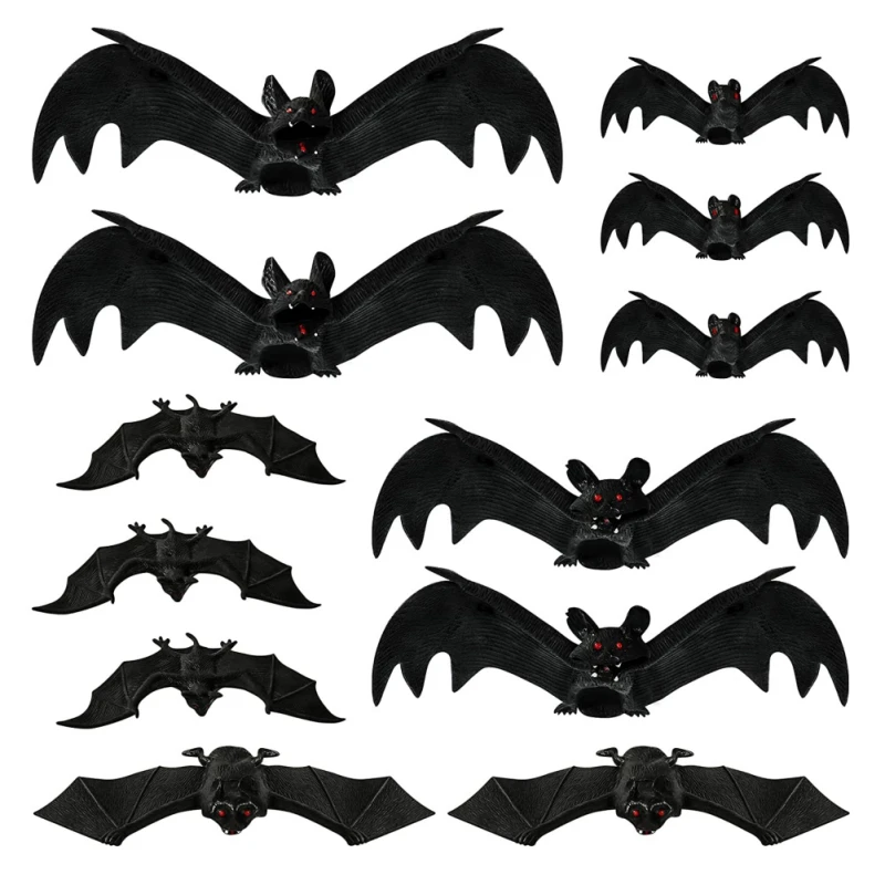 

Halloween Bats Realistic Spooky Hanging Bats Wall Decor with 5 Size for Halloween Party Favors Home Decoration 12pcs