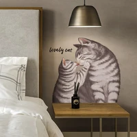 cute cat hand painted realistic wall sticker bedroom bedside decor pet shop wall decor window stickers self adhesive home decor