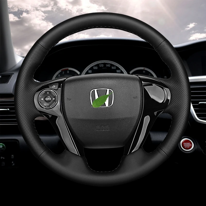 

DIY hand-stitched leather car steering wheel cover for Honda Odyssey Elysion Crosstour Accord Vezel