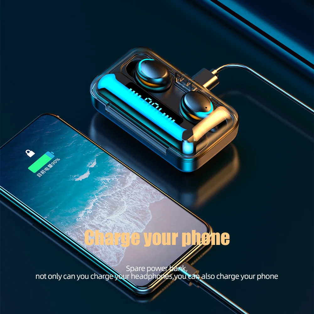 

ihuigol LED TWS Bluetooth Earphones Wireless Earbuds Noise Cancel Earphone 9D Hifi Stereo Sports Charging Box Headsets With Mic