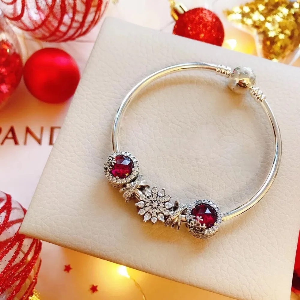 

store high quality 1:1 100% 925 sterling silver pan Bracelet snow granules free shipping anklet