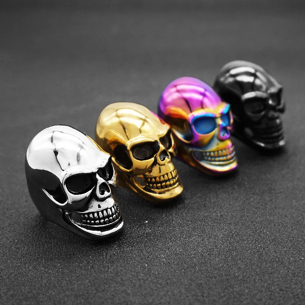 

Европейская и американская мода темпераментный панк Рок индивидуальный большой череп кольцо модный мужской титановая сталь