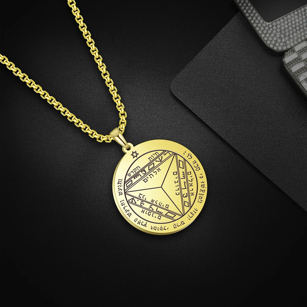 

Dawapara Attracting Money Business Talisman Solomon Pentacle of Saturn Pendant Necklace for Men Stainless Steel Jewelry