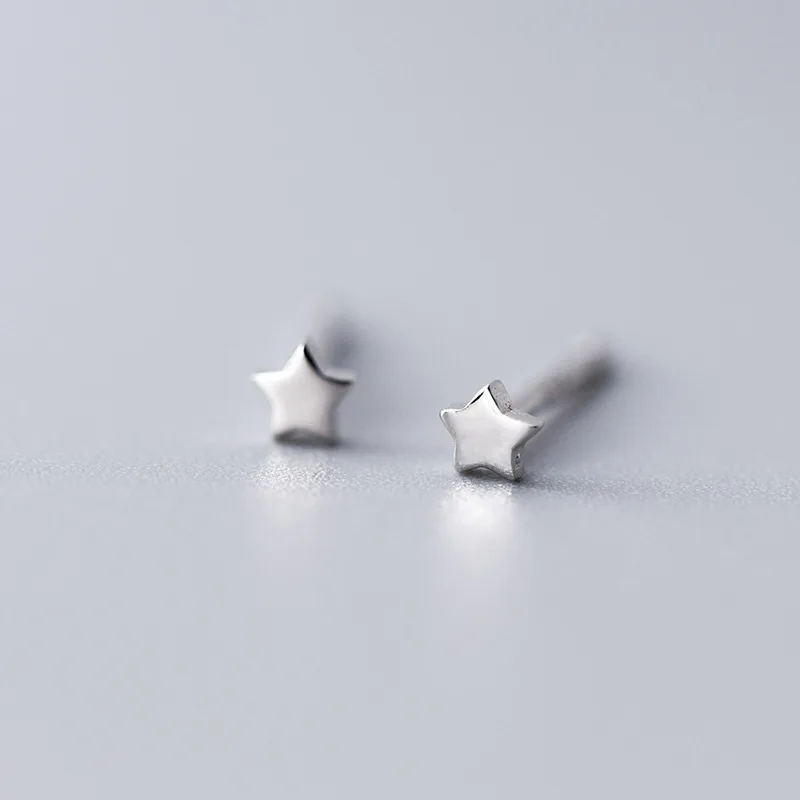 Silver Star ElfoPlataSi, настоящее 925 пробы, серебро, золото, треугольник, сердце, звезда, крест, круглые серьги-гвоздики для женщин, серебро, 925, ювелирное изделие, ED395 - Окраска металла: Silver Star