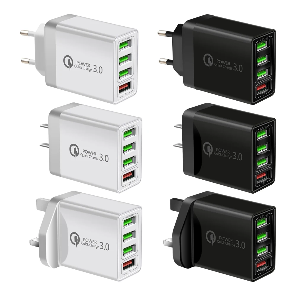 1 шт. 4 Мульти-порт QC 3 0 кабель для быстрой зарядки с USB концентратор настенное
