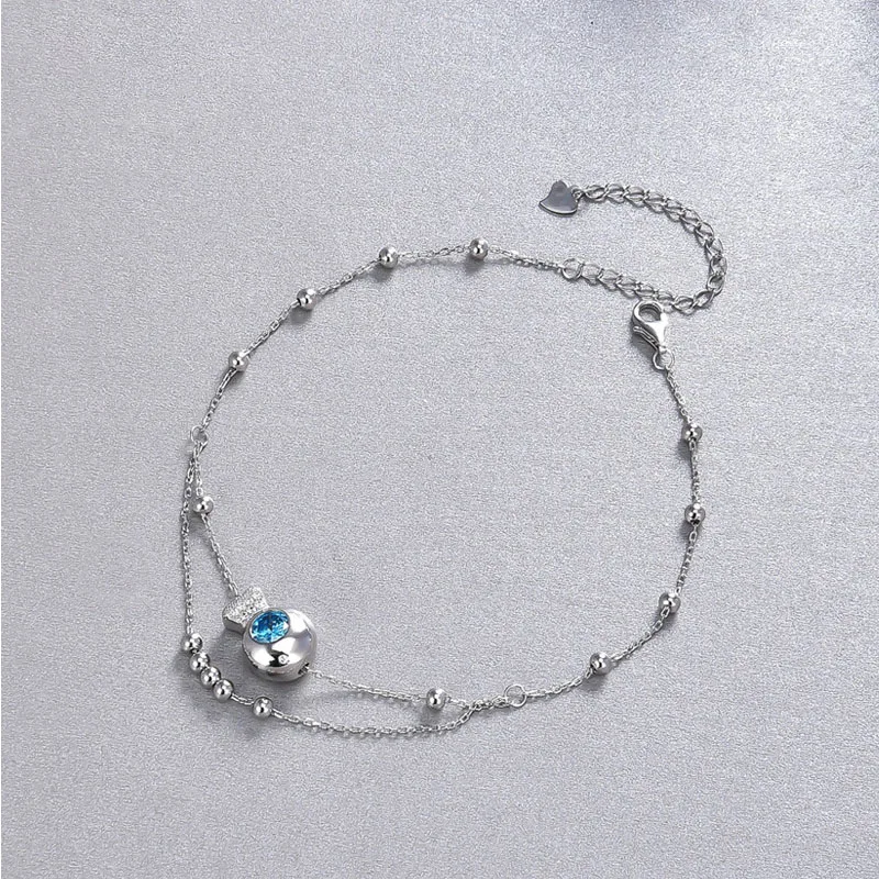 Женский браслет на ногу из серебра 925 пробы с цирконами | Украшения и аксессуары