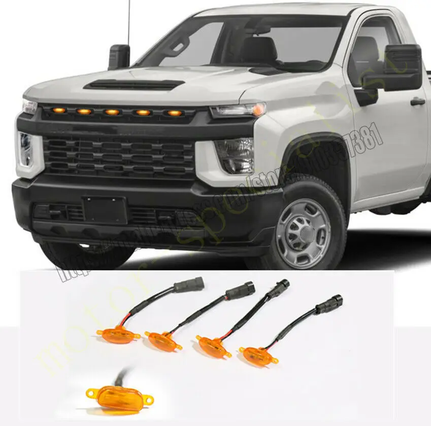 

NEW For Chevrolet Silverado 2500 HD 2020-21 Grille LED Light Raptor Grill Trim 5PCScar accessories