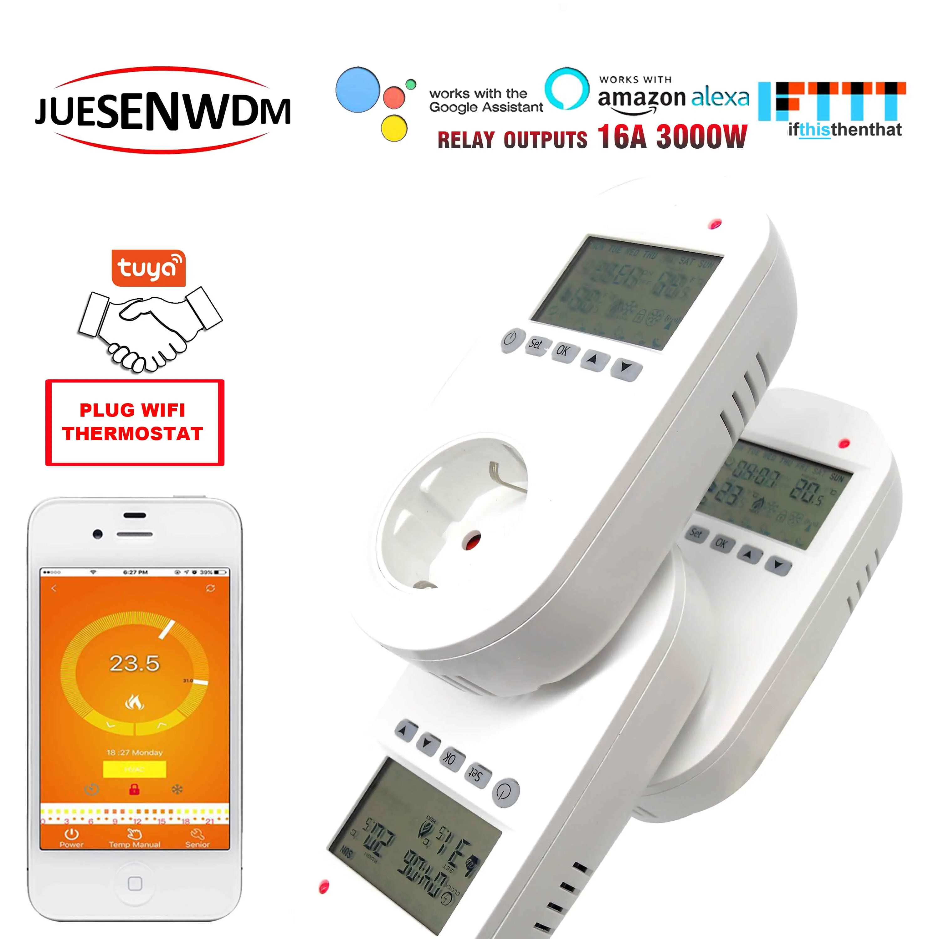 Термостат для интерактивных голосовых сообщений TUYA вилка стандарта ЕС Wi Fi 16