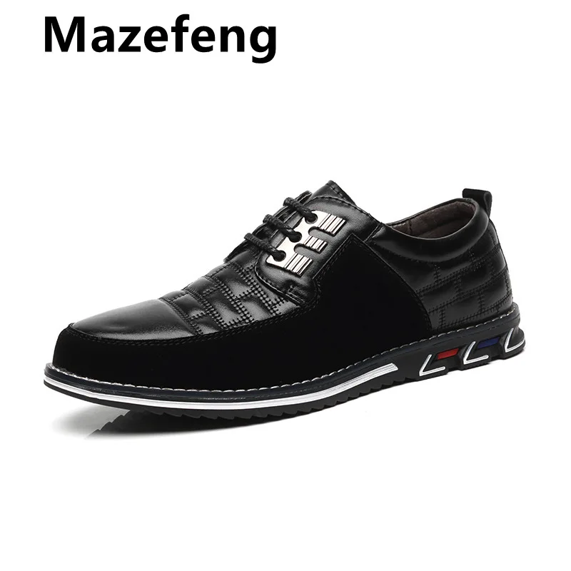 

Mazefeng PU Leather Men Casual Shoes Brand 2021 Mens Loafers Moccasins Breathable Slip on Black Driving Shoes Plus Size 38-48