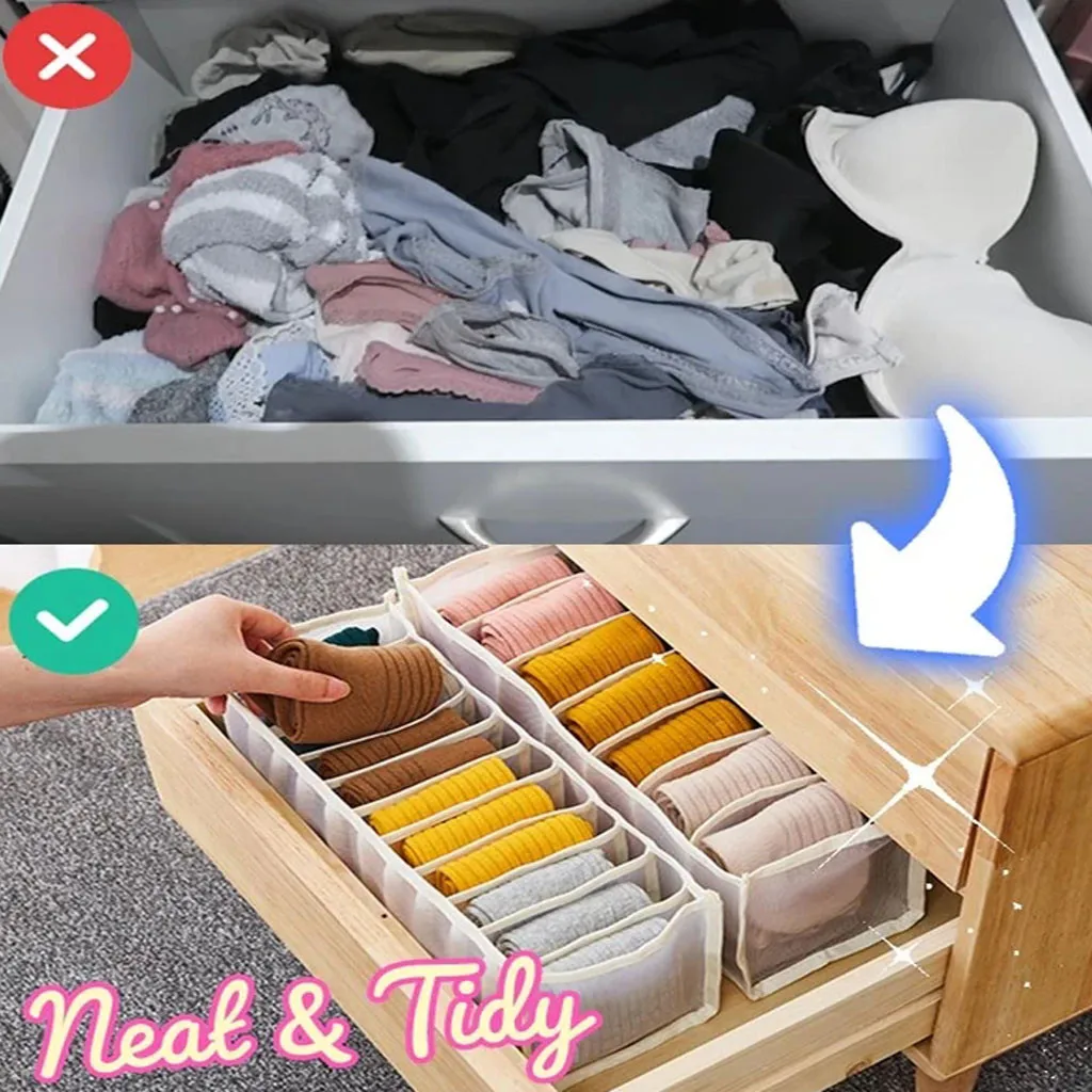 

3PC Storage bag Underwear Storage Box with Compartments Socks Three-piece mesh folding storage Bra Underpants Organizer Drawers
