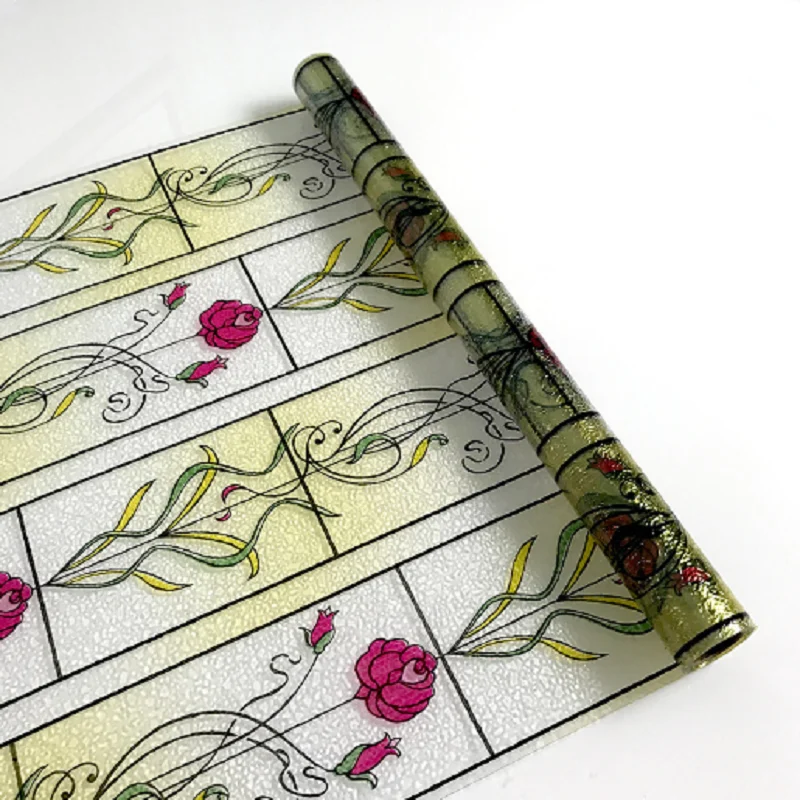 

3D Rose Effect Window Privacy Film for Bathroom Static Cling Heat Insulation Anti UV Glass Stickers Opaque No Glue Decor Clings