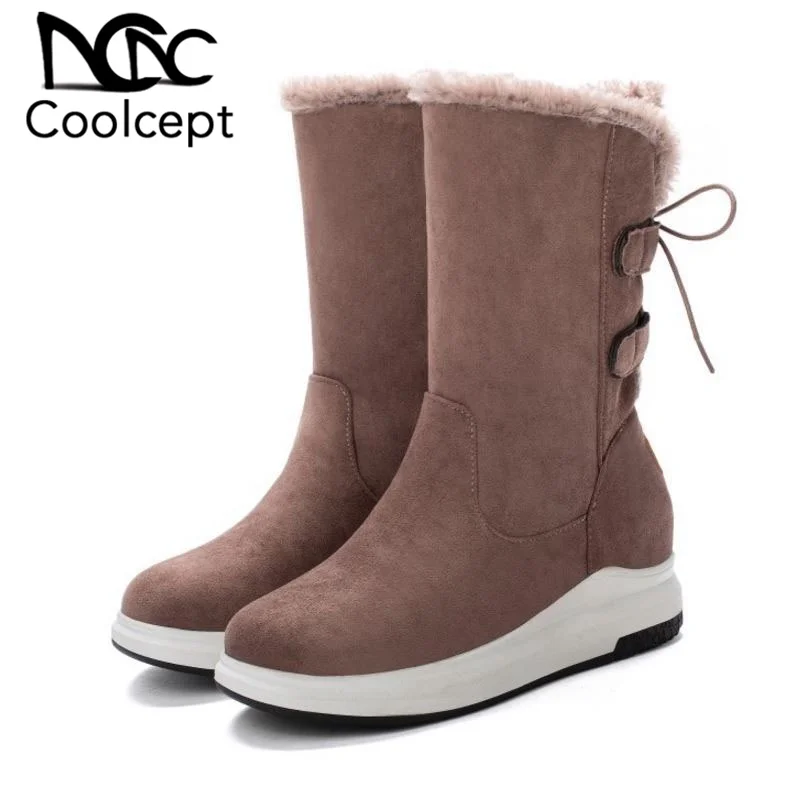 CoolCept/женские ботинки до середины икры теплые короткие с Плюшевым Мехом