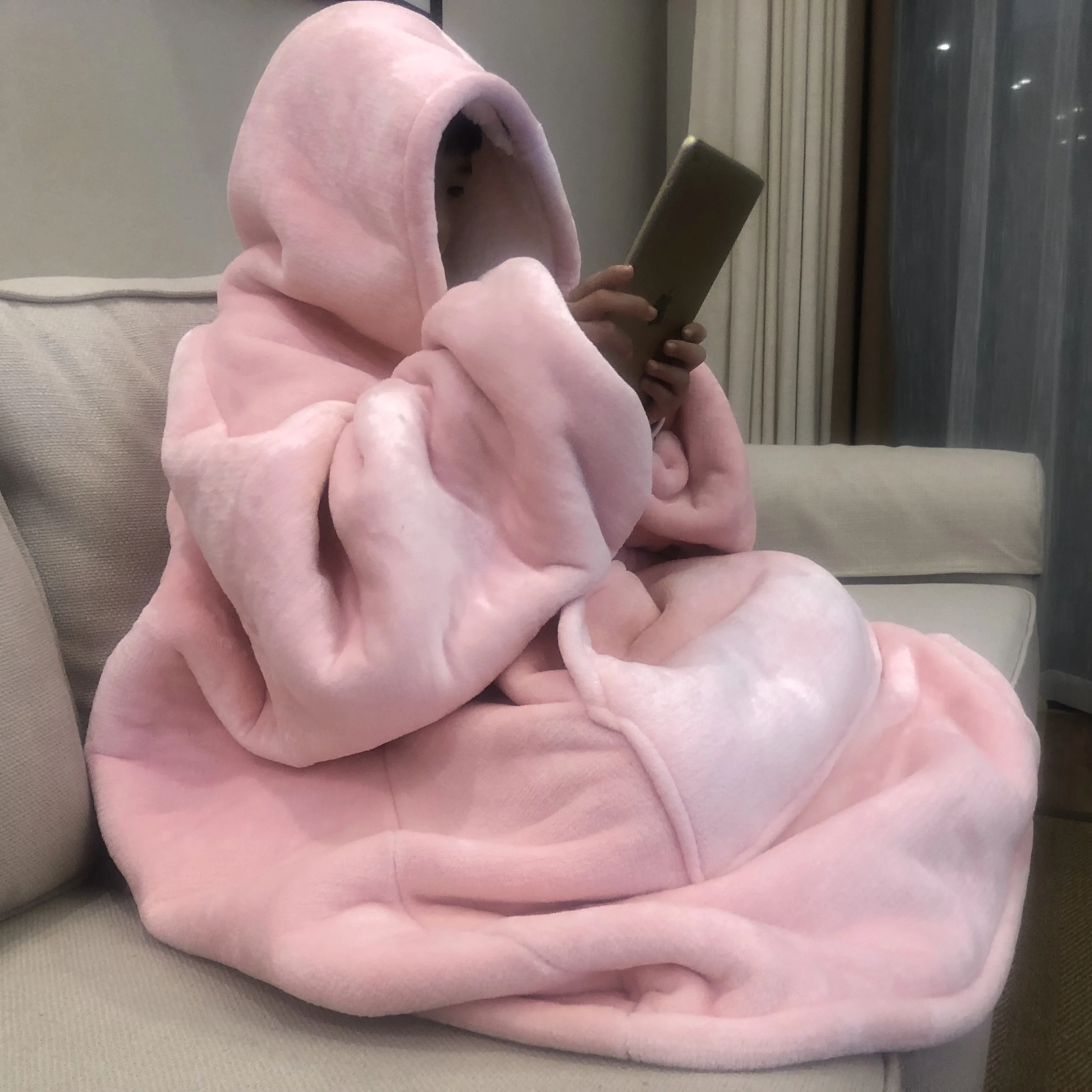 

Зимние толстовки большого размера, женское флисовое теплое ТВ-одеяло с рукавами и карманами, фланелевая плюшевая толстовка с капюшоном, гиг...