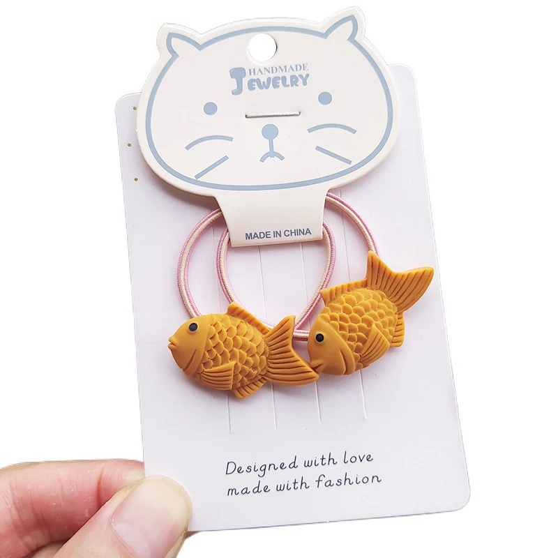 

2PCS Cute Biscuit Fish Princess Headwear Kids Elastic Hair Bands Cartoon Children Hair Ties Girls Accessories Baby Headdress