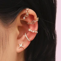 fashion zircon ear bone earrings minimal cuff clip earrings for women no pierced geometric small ear cuff ear wrap clips jewelry