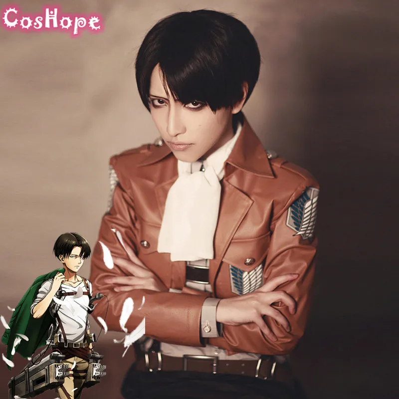 Levi Ackerman Косплей Атака Титанов для мужчин с короткими черными волосами косплея