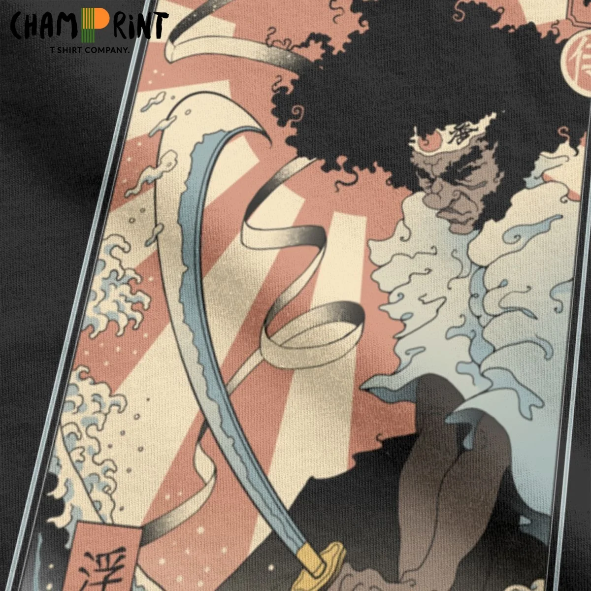 Афро-э самурая футболка для мужчин 100% хлопок в винтажном стиле с круглым вырезом