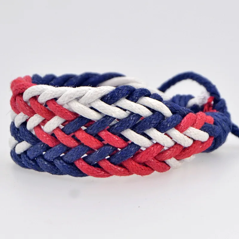 Браслет плетеный из хлопка и льна для мужчин женщин Регулируемый аксессуар смеси