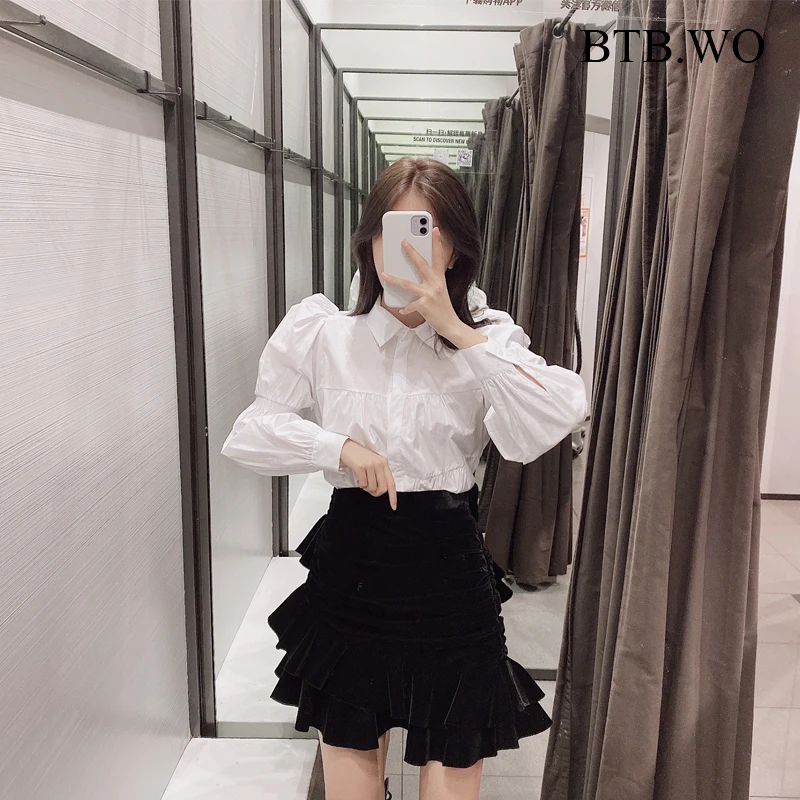 

BTB.WO Women Fashion Solid Color Pleated Asymmetrical Skirt Faldas Mujer Ladies Zipper Vestidos 2020 Skirts