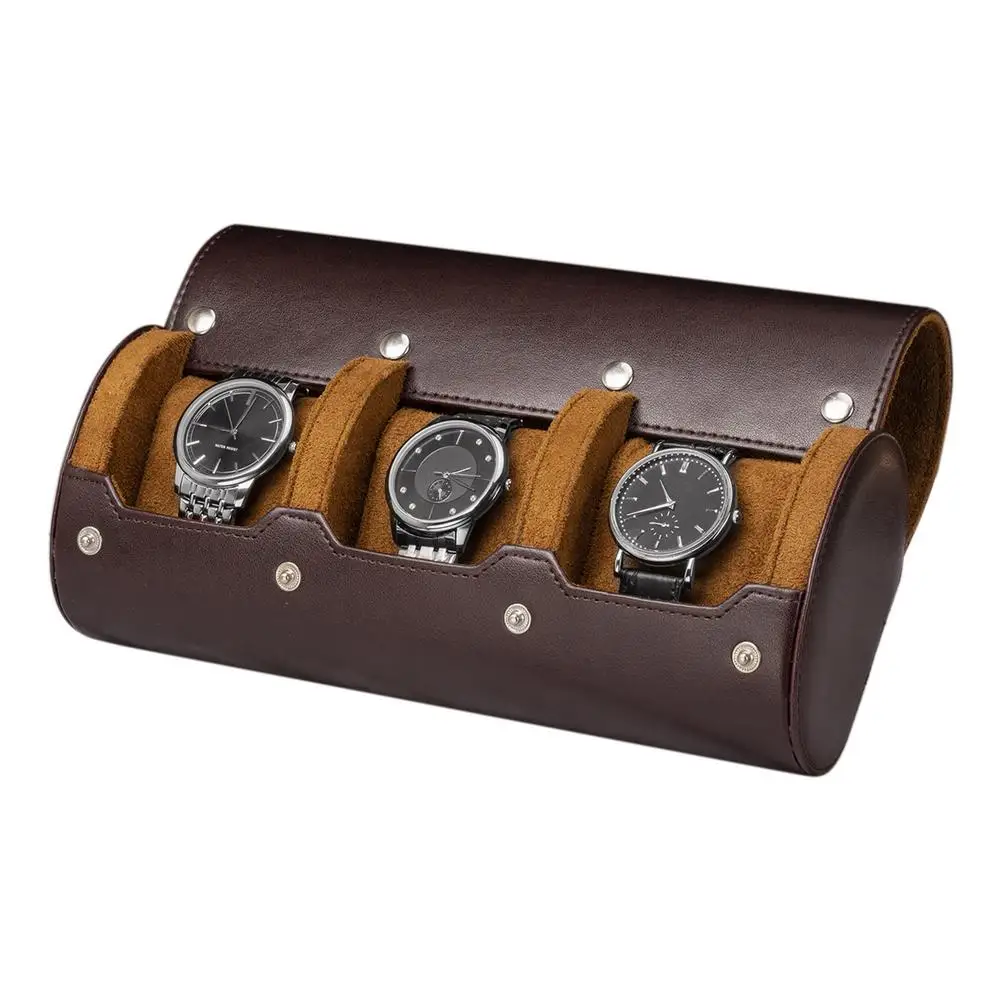 

Mens Watch Storage Roll Watch Roll Travel Case 3 Slot Portable PU Leather Watch CaseBlack / Brown Travel Storage Accessory For W