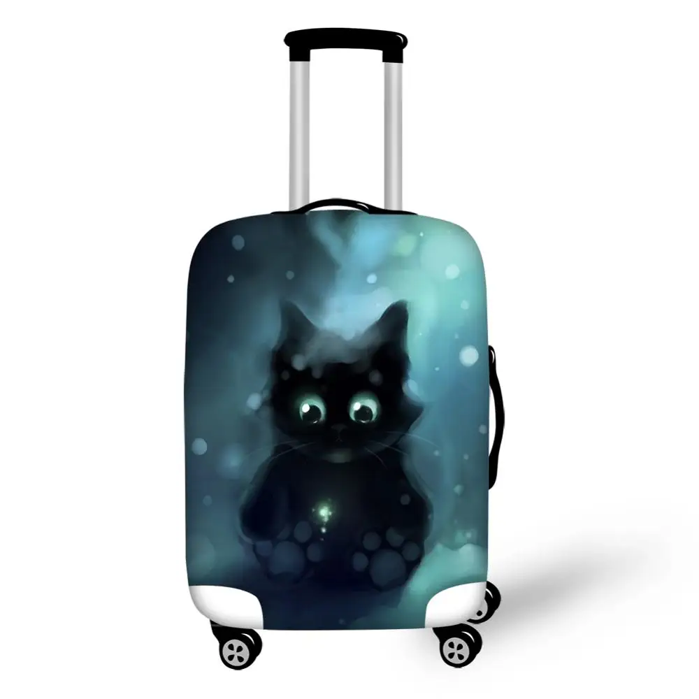 HaoYun Protective Suitcase Cover Fantasy Black Cats Pattern Elastic Dust-proof Luggage Cover Water-proof Luggage Accessories
