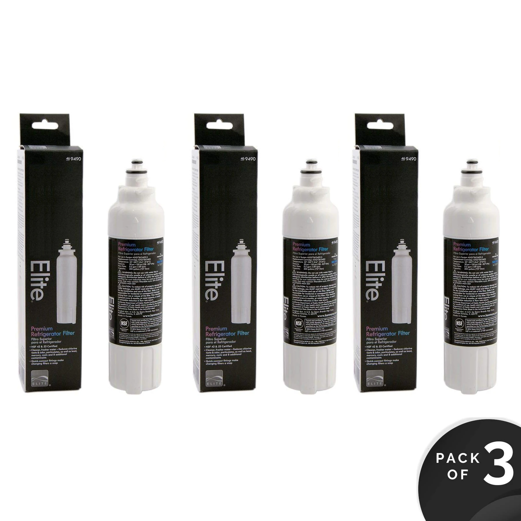 Горячая замена для Kenmore Elite 9490 /ADQ73613402 200 Гал. Фильтр для воды, холодильник, высокое качество, 3 шт./лот