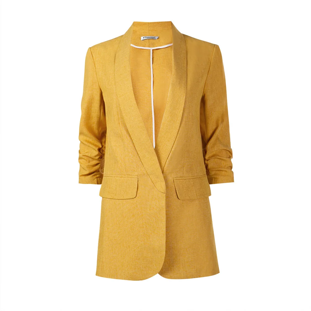 Женский комплект из двух предметов Модный хлопковый льняной пиджак с отложным