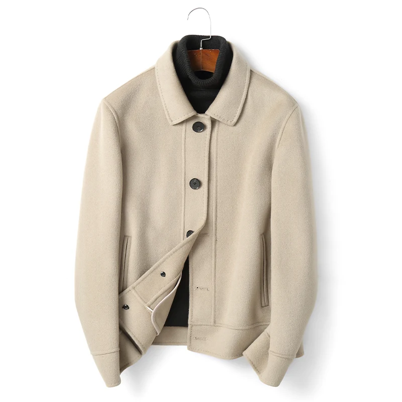

2020 Winter Fall Fashion Mens Clothing , Casual Man Black Beige 100% Wool Coat , Woolen Coats for Men
