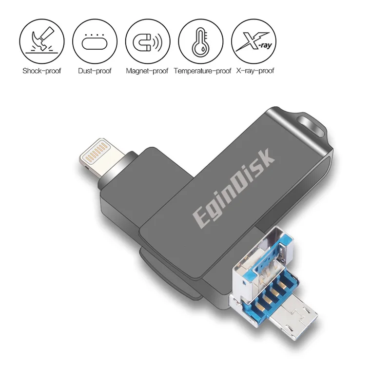 Otg Usb флеш-накопитель для телефонов iPhone / iPad/Android 3 в 1 совместимый с Lightning Micro USB 0 |