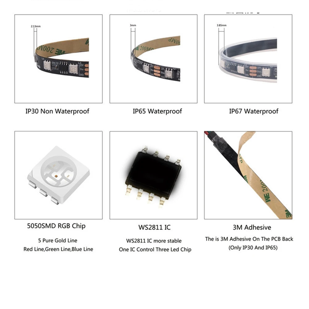 WS2811 Светодиодная лента SMD5050 RGB IC Smart Driver светодиодная полоса освещения лампа с