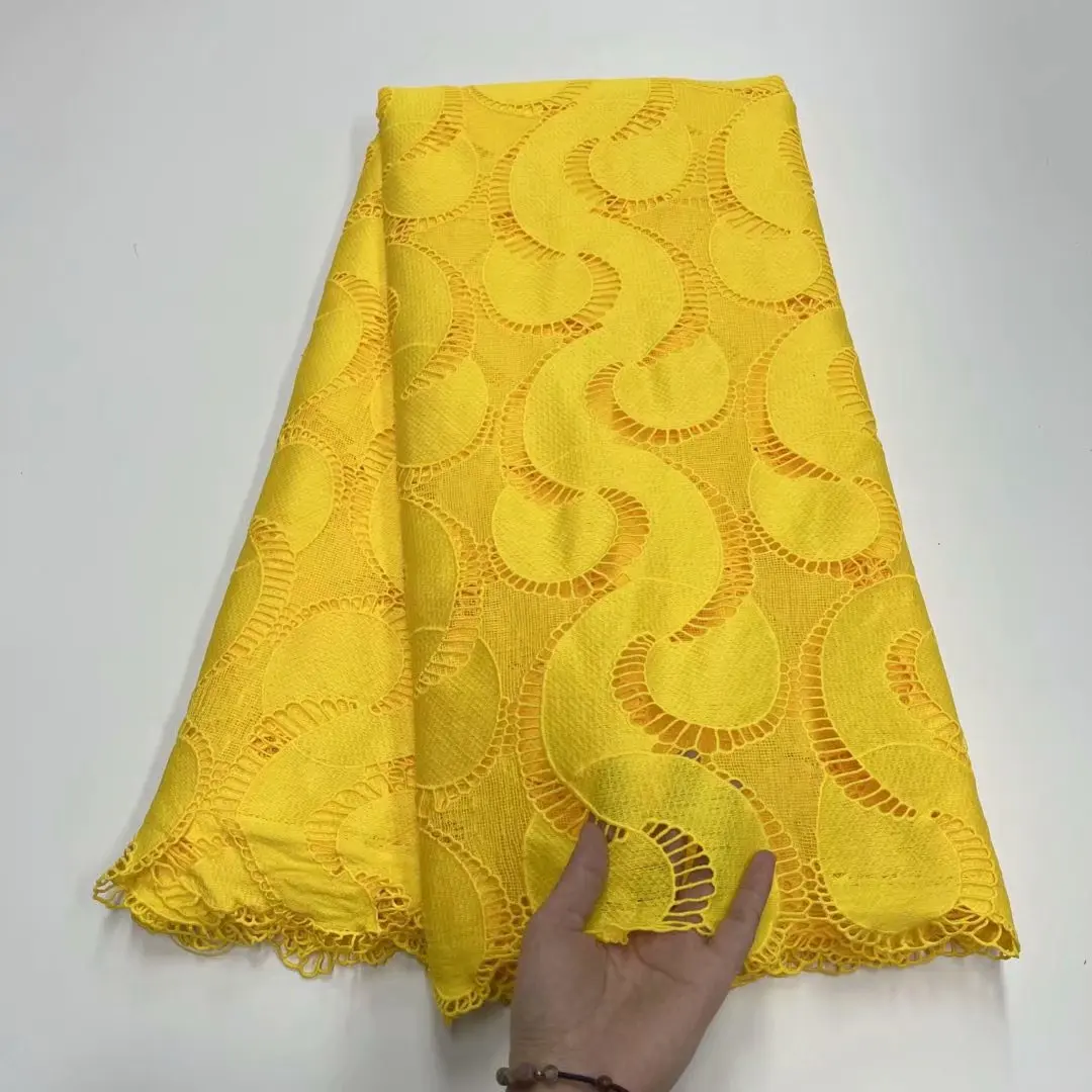 Нигерийская кружевная ткань желтая гипюровая 2019 швейцарская вуаль кружева в