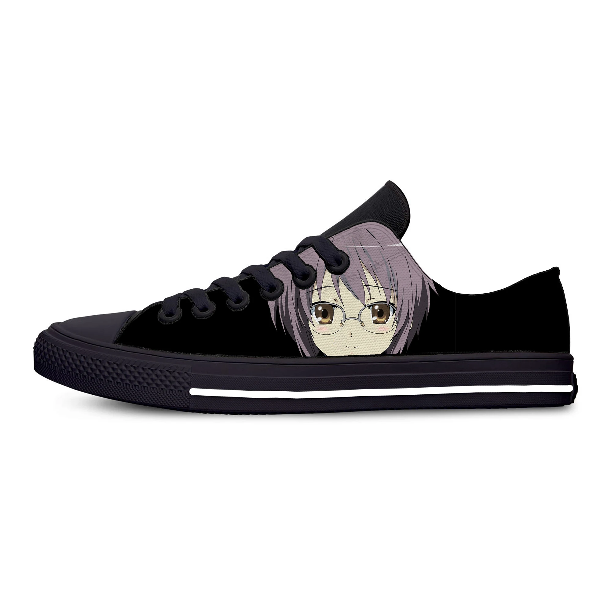 

Suzumiya Haruhi Men Women Canvas Flats Kawaii Vulcanized Shoes 2021 New Cartoon Retro Anime Style Casual Shoes Custom Shoes