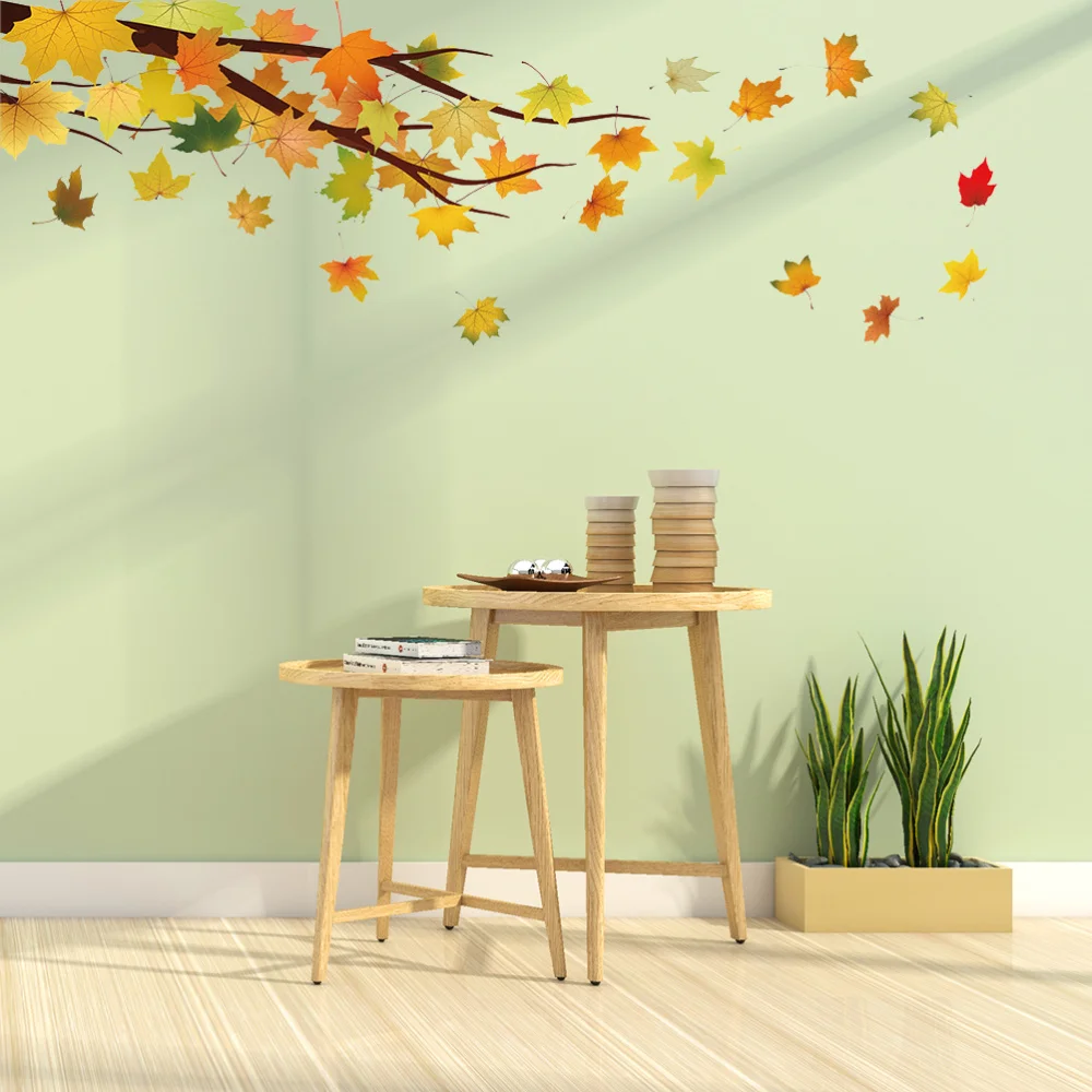 

90x30cm PVC Wall Sticker Maple Branches Removable Painting Waterproof Decoration Stickers for Bedroom Porch Corridor Wall Backgr