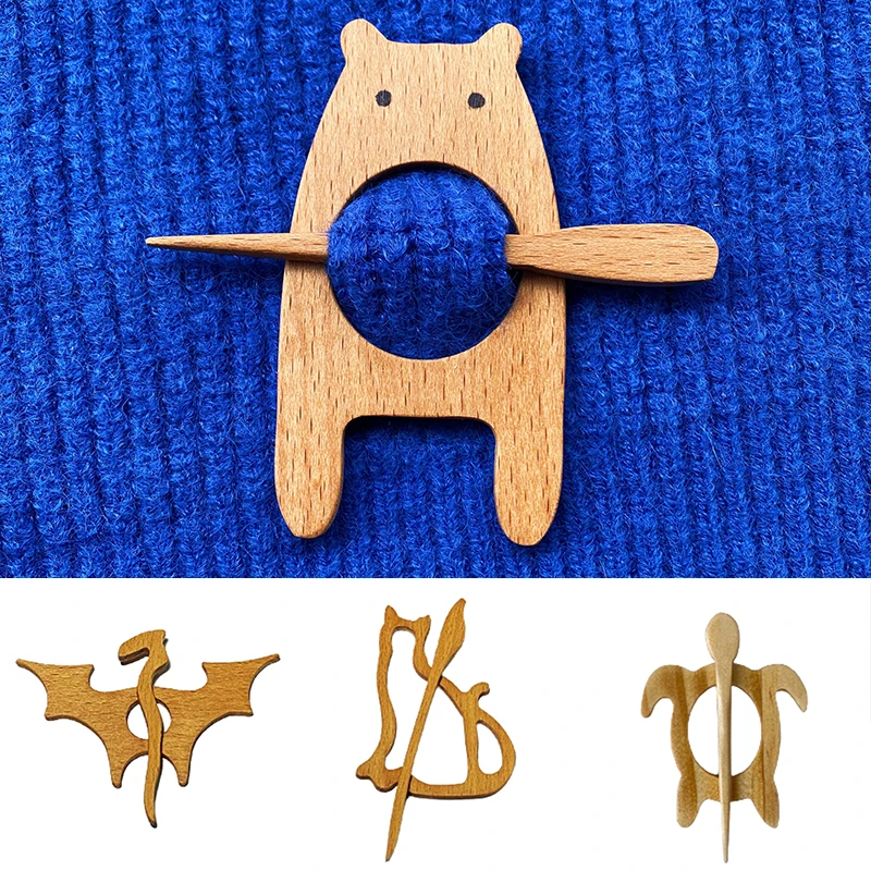 

Brooch Pin with Wooden Animal Pattern Craft Badge Cartoon Pin Sweater Jewelry Accessory MC889