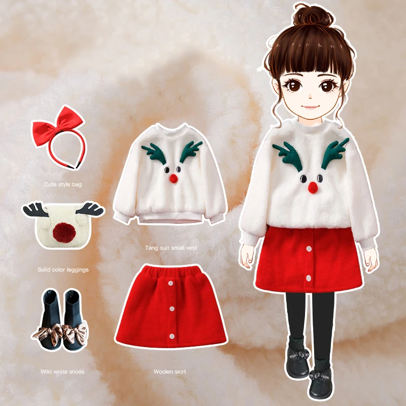 Рождественский красный комплект из 2 предметов для возраста 3 - 8 лет футболка и