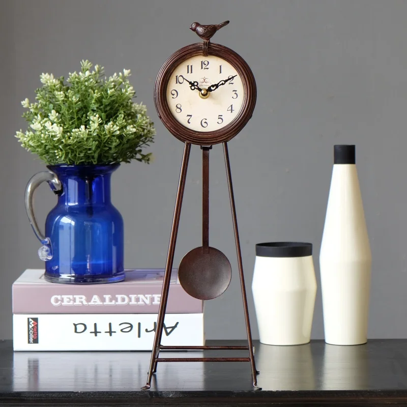 

American Creative Table Clock Vintage Living Room Silent Luxury Digital Table Clock Office Relogio De Mesa Home Decoration 50