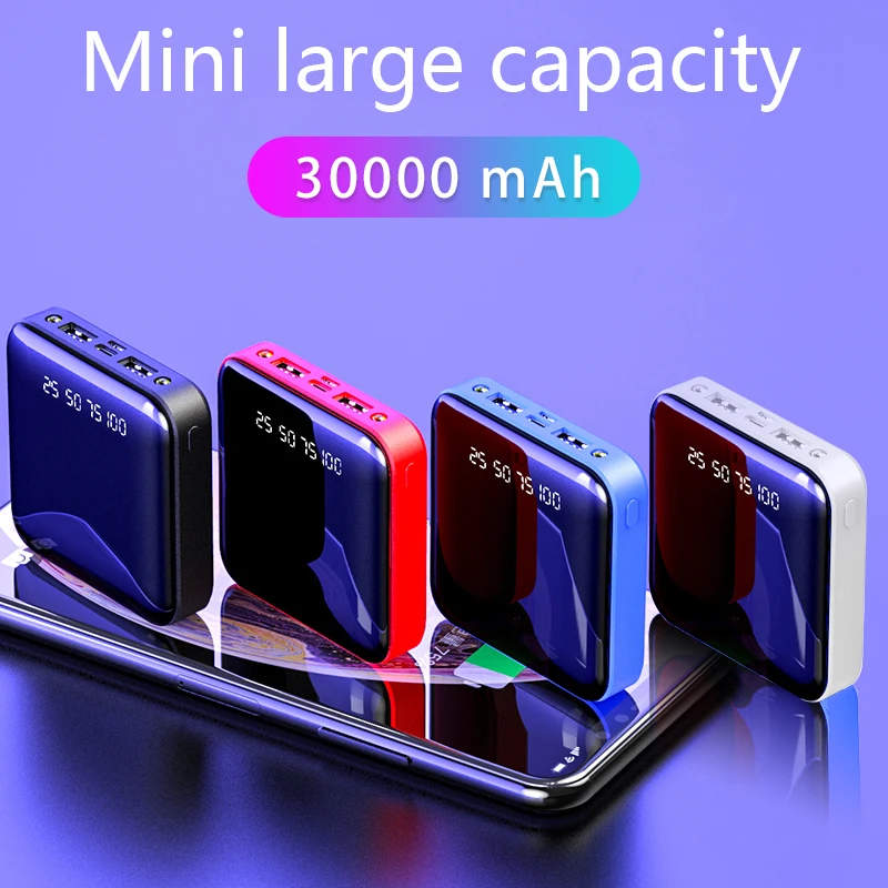30000mAh Mini Power Bank Portable Fast Charging PowerBank 30000 Dual USB PoverBank External Battery Charger For Xiaomi Mi iPhone | Мобильные