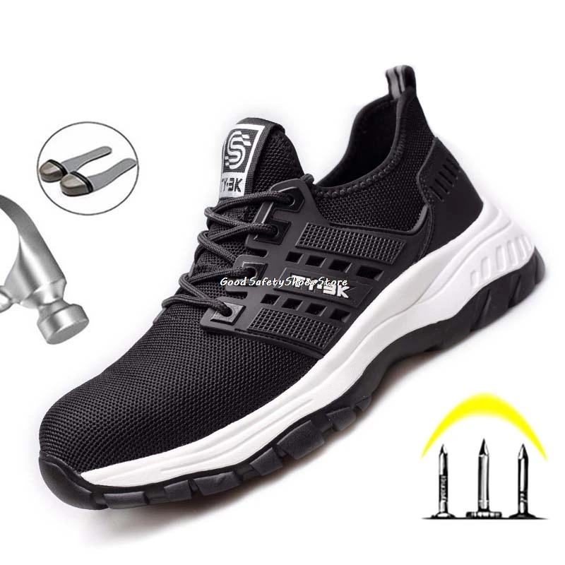 

Men Safety Shoes Anti-puncture Work Shoes Anti-smash Work Sneakers Comfort Men Shoes Lightweight Steel Toe Shoes Safety Boots