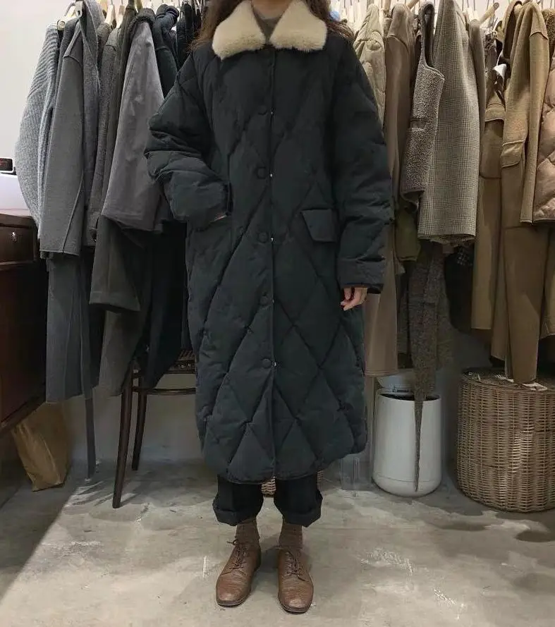 

Winter Girls Cotton Jacket long Plus size Autumn clothes OL thick cotton coat warm women collar coat RGT66